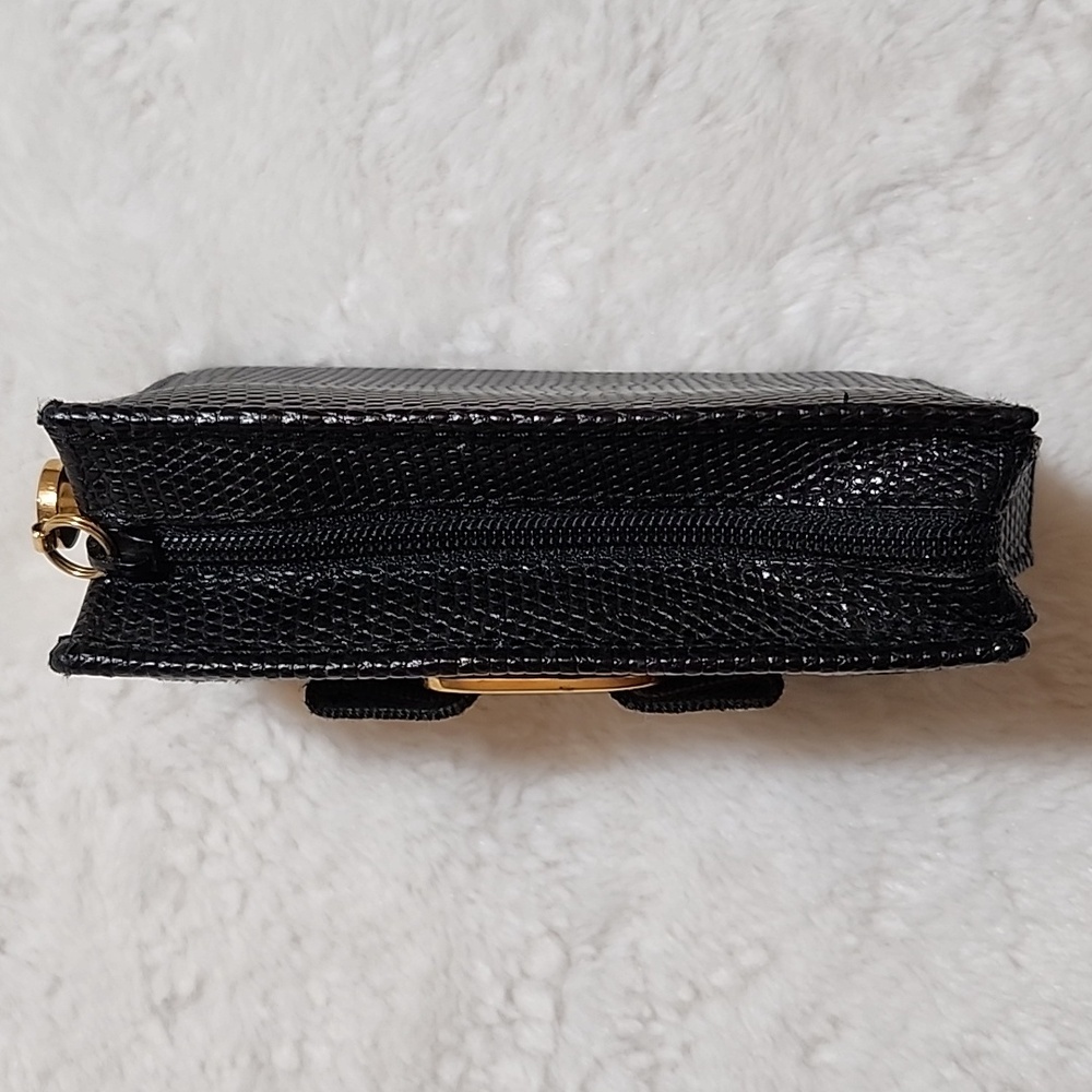 Salvatore Ferragamo Vara bow compact wallet pouch textured lizarard Imbossed - Picture 10 of 16